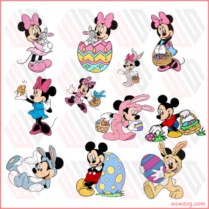 Easter Bunny Mickey Minnie Mouse Bundle Svg SVG280222036