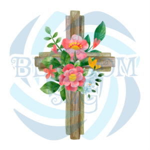 Wood Cross With Flower PNG CF040322060