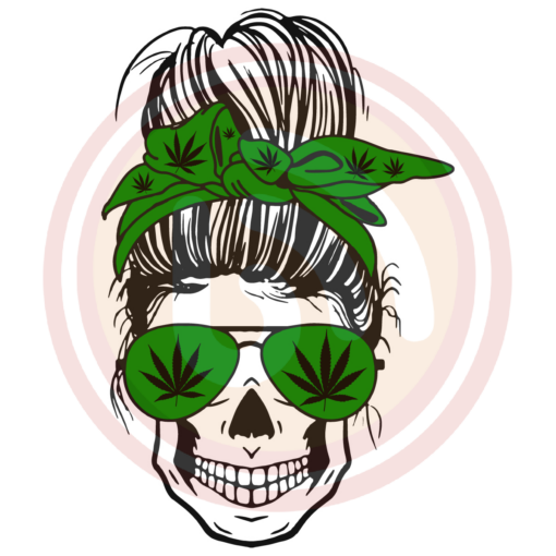 Weed Mom Life Skull Messy Bun Digital Download File, Cannabis Svg