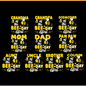 Family Of The Bee Day Girl Bundle SVG PNG Files
