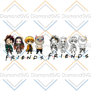 Friends Animated Black and Color Manga Svg SVG040322011