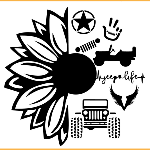 Jeep Sunflower SVG PNG Files, Jeep Svg
