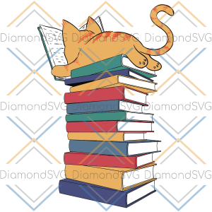 Kawaii Cat Books Svg SVG170222008
