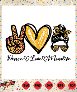Leopard Peace Love Mom Life Bun Svg Instant Download