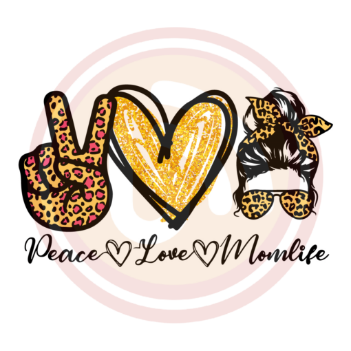 Leopard Peace Love Mom Life Bun Digital Download File