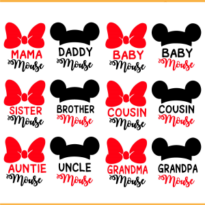 Mickey And Minnie Mouse Family Bundle SVG PNG Files