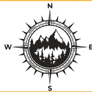Mountain Forest Compass SVG PNG Files, Mountain svg