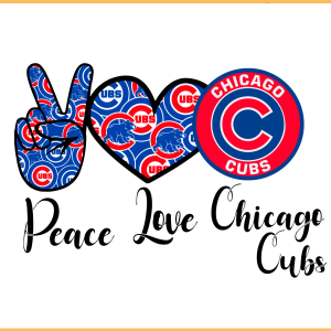 Peace Love Chicago Cubs SVG PNG Files, MLB Svg