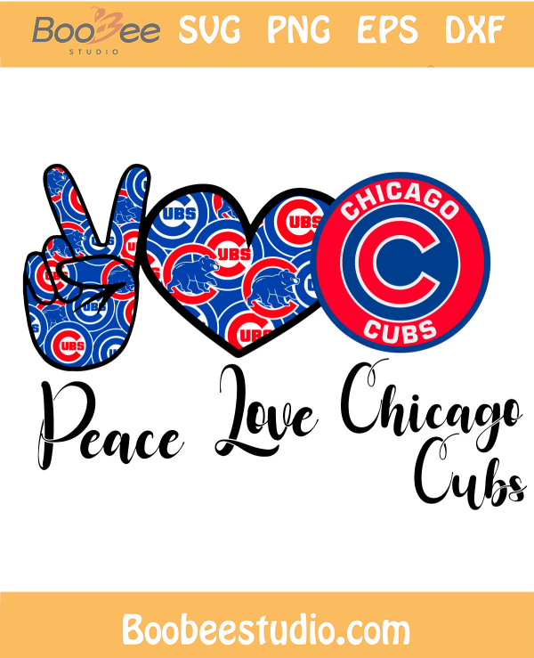 Peace Love Chicago Cubs SVG PNG Files, MLB Svg