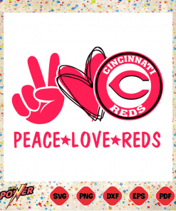 Peace Love With Cincinnati Reds Svg Instant Download, MLB Svg