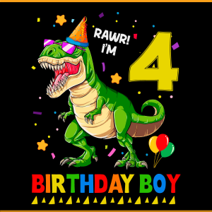 Rawr Im 4 Birthday Boy SVG PNG Files, Birthday Svg