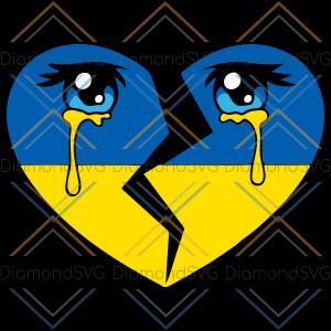 Ukraine Flag Crying Tears For Ukrainian Heart Svg SVG160322006