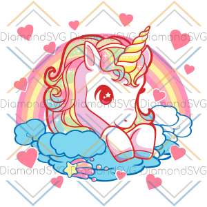 Valentines Day Unicorn Hearts Rainbow Svg SVG120222014