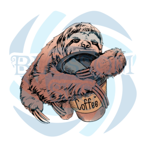 Sloth Holding Coffee Cup PNG CF040422015