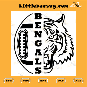 Cincinnati Bengals NFL Cutting File, Half Tiger Svg