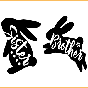Bunny Sister And Brother SVG PNG Files, Family Svg