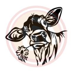 Cow With Flower Digital Download File, Animal Svg