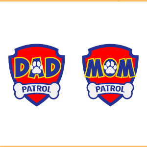 Dad Mom Logo Patrol Bundle SVG PNG Files, Family Svg