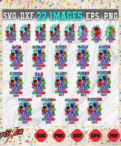 Family PJ Masks Birthday Bundle Svg Instant Download