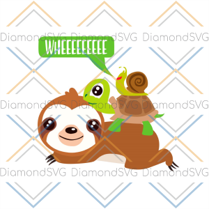 Funny Snail Is On The Back Of The Turtle Raiding Sloth SVG CL260422260