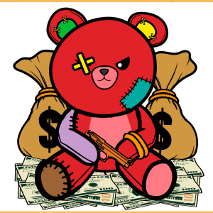 Gangster Teddy Bear Money Gun Money Pile SVG PNG Files