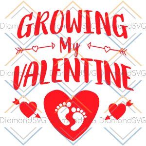Growing My Valentine Baby Footprint SVG CL230422095