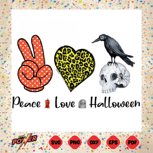 Peace Love Halloween Crow Skull