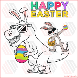 Happy Easter T Rex Dino Dabbing Rabbit Svg SVG150222012