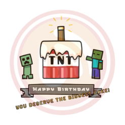 Minecraft Birthday Creeper Zombie TNT Cake Digital Download File