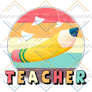 Pencil Teacher Retro Color PNG CL230422123