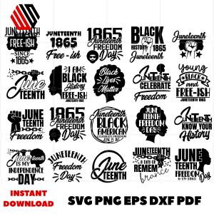 Juneteenth Black Lives Matter Bundle Design Silhouette File &amp; Juneteenth Vibes Svg Files