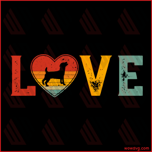 Retro Love Themed Jack Russell Terrier Dog Valentines Cricut Svg