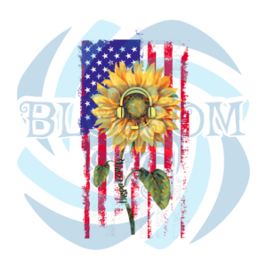 Sunflower With American Flag PNG Sublimation