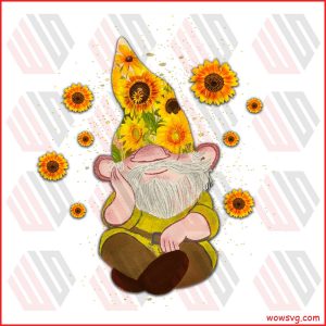 Gnome Besides Sunflower PNG CF090422016