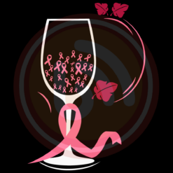 Wine Pink Ribbon Digital Download File, Breast Cancer Svg