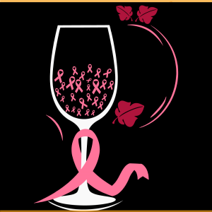 Wine Glass Pink Ribbon Breast Cancer SVG PNG Files