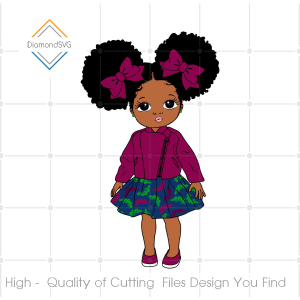 Afro Black Girl Dressed Skirt SVG Cutting Files