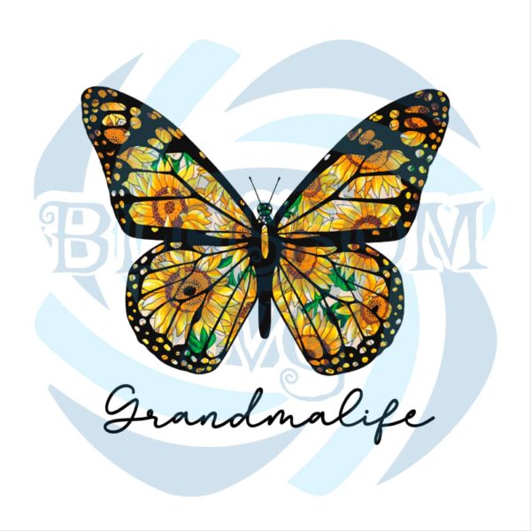 Grandma Life Butterfly Sunflower PNG CF090422007