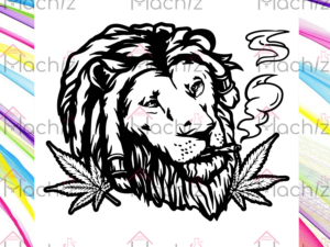 Cannabis Lion Svg Files, Smoking Marijuana Joint Svg