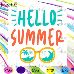 Hello Summer Sunglasses Beach Svg Design