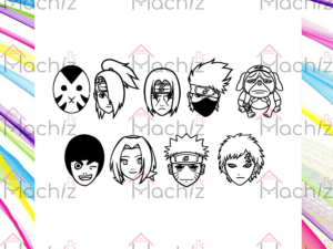 Naruto And Friend Face Svg Files, Anime Svg