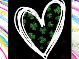 Heart with Clover Svg Files, St. Patrick Svg, Green Shamrock Svg