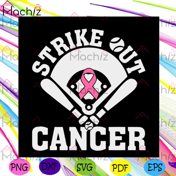 Strike Out Cancer Svg Files, Breast Cancer Svg