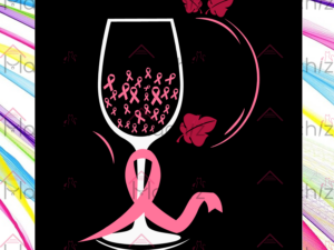 Wine Pink Ribbon Svg Files, Breast Cancer Svg
