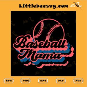 Baseball Mama Retro SVG PNG DXF EPS, Grunge Distressed SVG