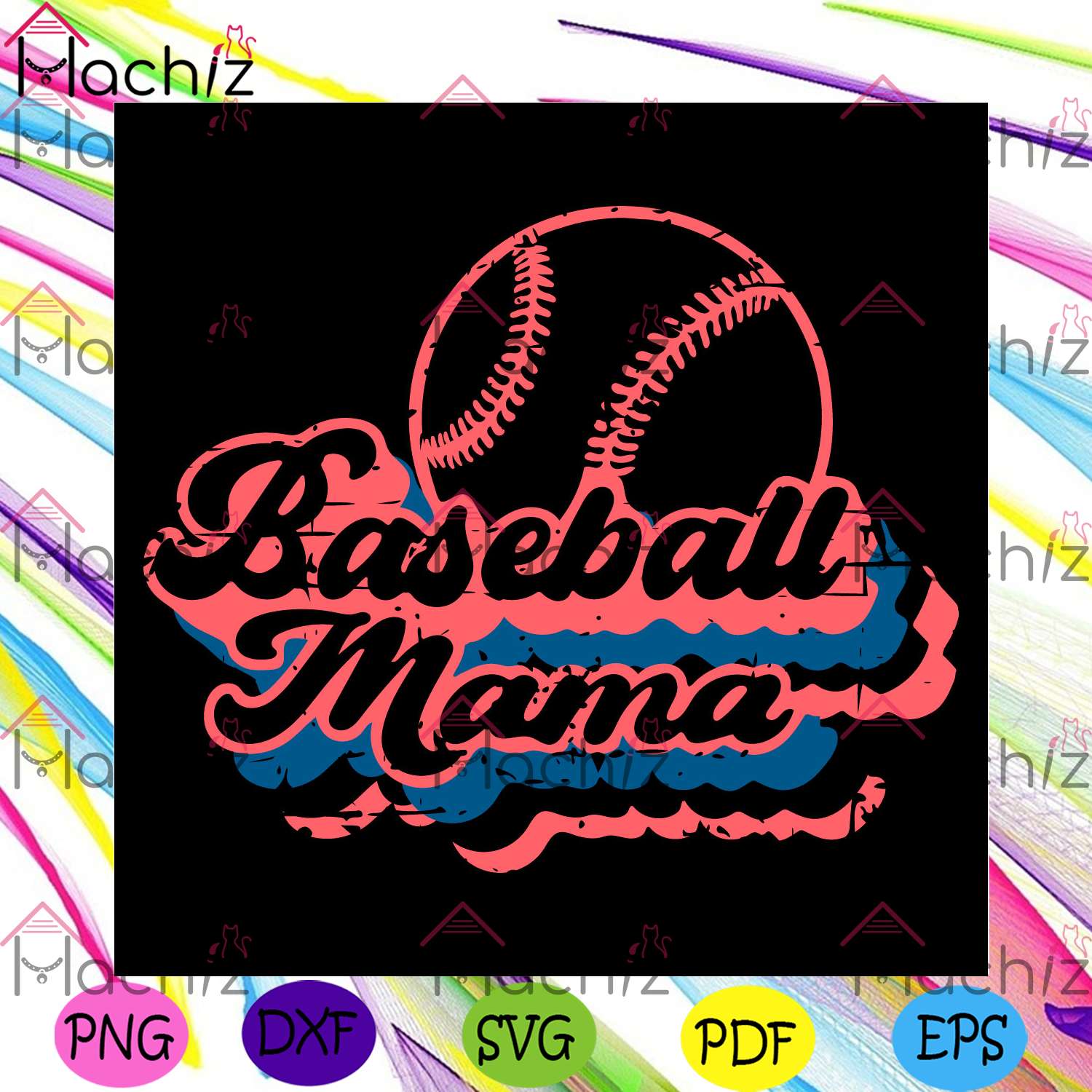 Baseball Mama Retro SVG Cutting Printing File, Grunge Distressed SVG, Sport Players SVG, Mom Gift SVG, Baseball Lovers SVG, Mama SVG