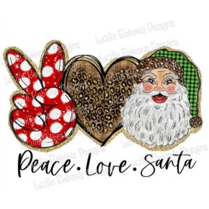 Peace Love Santa Sublimation Design Christmas Png