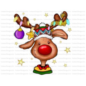Merry Christmas Reindeer boy PNG Western Design Sublimation