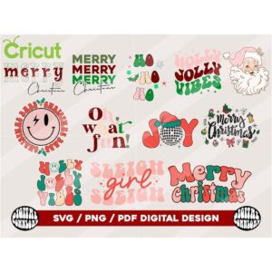 Retro Christmas SVG Bundle Christmas Sublimation Designs