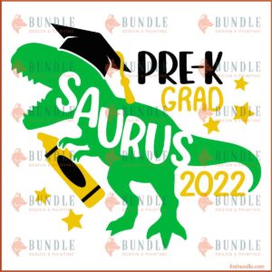 Dinosaur Pre-K Grad 2022 SVG Cut Files, Yellow Stars